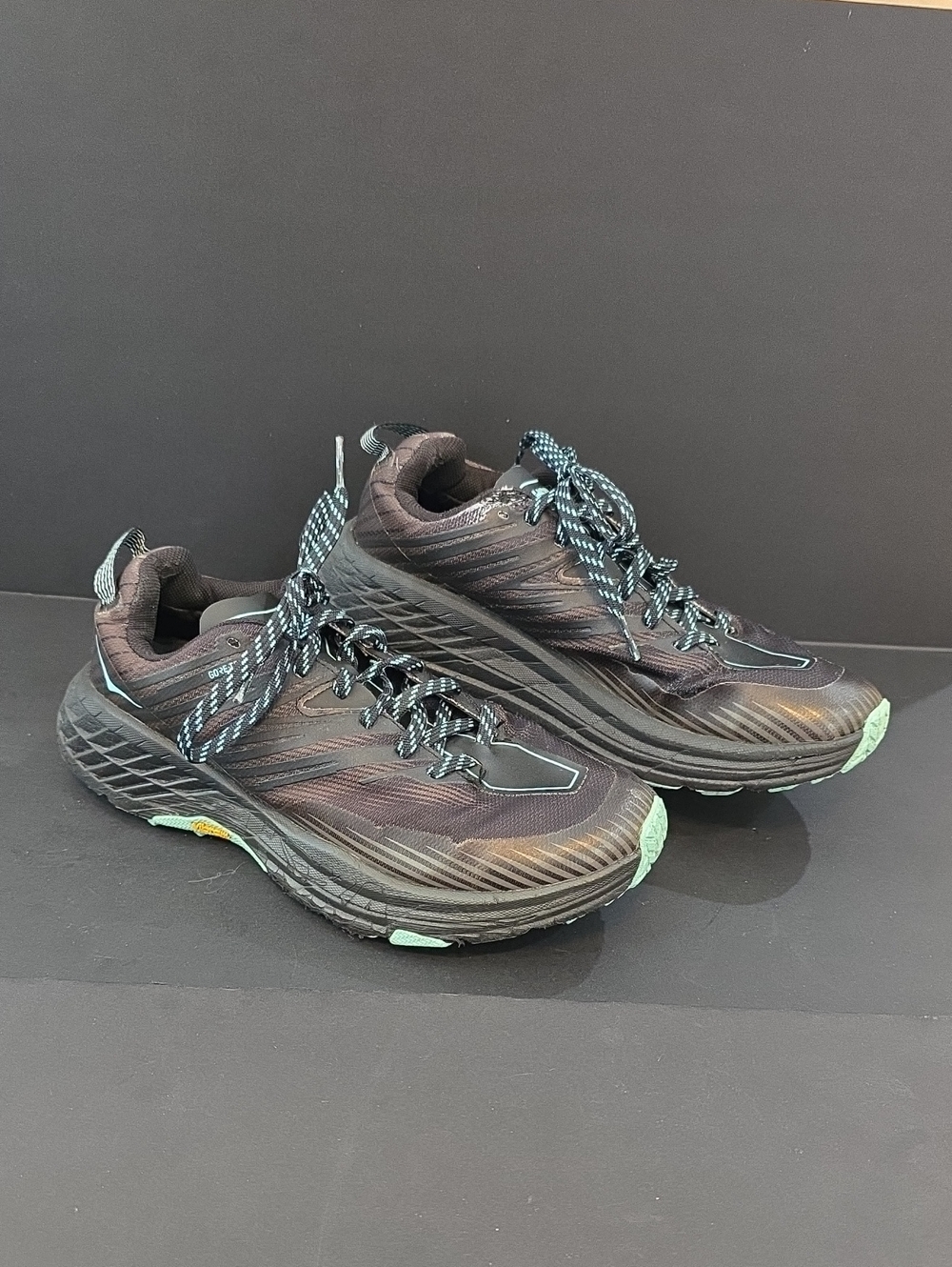 Hoka SpeedGoat 4 GTX Women's  Black with Mint Green Trail Shoes Size 7.5